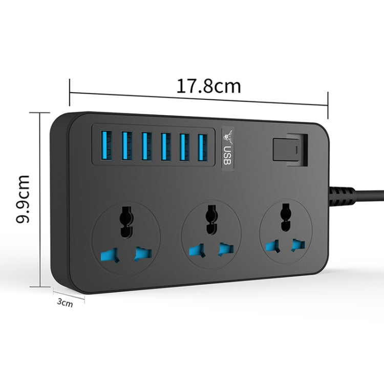 T09 3000W High Power Multi-Function Plug-in 3-Hole International Universal Jack + 6 USB Intelligent Charging UK PLUG - Extension Socket by PMC Jewellery | Online Shopping South Africa | PMC Jewellery | Buy Now Pay Later Mobicred