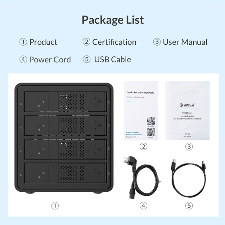 ORICO 9548RU3-BK 3.5-Inch External Hard Drive Enclosure with RAID - HDD Enclosure by ORICO | Online Shopping South Africa | PMC TechLife | Buy Now Pay Later Mobicred