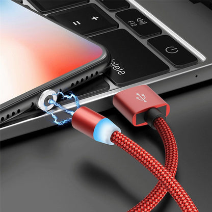 2 in 1 USB to 8 Pin + Micro USB Magnetic Metal Interface Nylon Braided Charging Cable, Length: 1m(Red) - Charging Cable & Head by PMC Jewellery | Online Shopping South Africa | PMC Jewellery | Buy Now Pay Later Mobicred