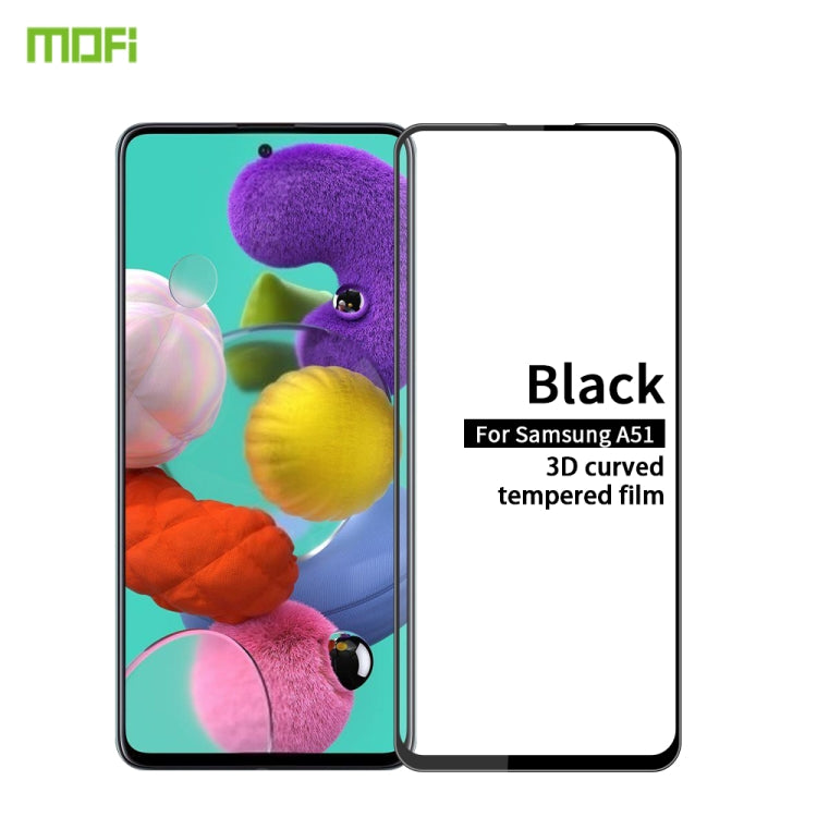 For Samsung Galaxy A51 MOFI 9H 3D Explosion-proof Curved Screen Tempered Glass Film(Black) - Galaxy Tempered Glass by MOFI | Online Shopping South Africa | PMC Jewellery