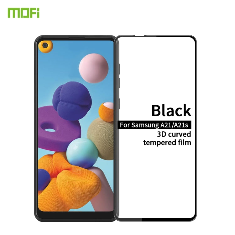 For Samsung Galaxy A21 / A21s MOFI 9H 3D Explosion-proof Curved Screen Tempered Glass Film(Black) - Galaxy Tempered Glass by MOFI | Online Shopping South Africa | PMC Jewellery