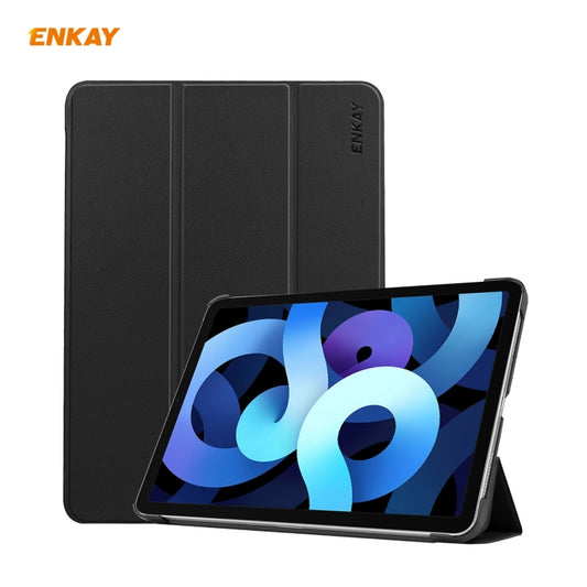 For iPad Air 11 2024 / Pro 11 2018 / Air 10.9 2022 ENKAY 3-folding Plastic Leather Smart Tablet Case(Black) - iPad Air (2022) / (2020) 10.9 Cases by ENKAY | Online Shopping South Africa | PMC Jewellery | Buy Now Pay Later Mobicred