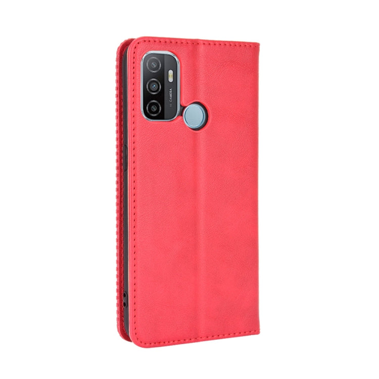 For OPPO A53 2020 / A53S 2020 / A33  Magnetic Buckle Retro Crazy Horse Texture Horizontal Flip Leather Case with Holder & Card Slots & Photo Frame(Red) - OPPO Cases by PMC Jewellery | Online Shopping South Africa | PMC Jewellery | Buy Now Pay Later Mobicred