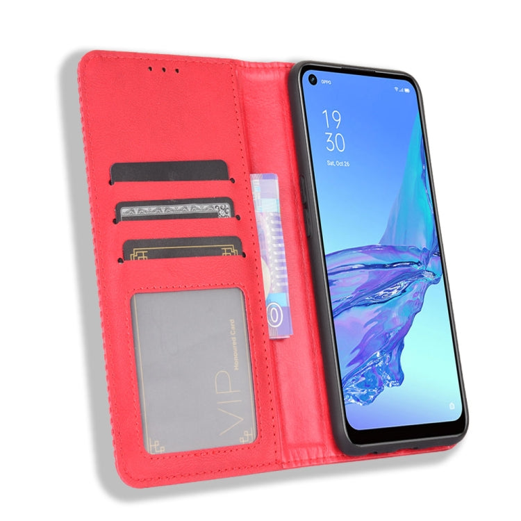 For OPPO A53 2020 / A53S 2020 / A33  Magnetic Buckle Retro Crazy Horse Texture Horizontal Flip Leather Case with Holder & Card Slots & Photo Frame(Red) - OPPO Cases by PMC Jewellery | Online Shopping South Africa | PMC Jewellery | Buy Now Pay Later Mobicred