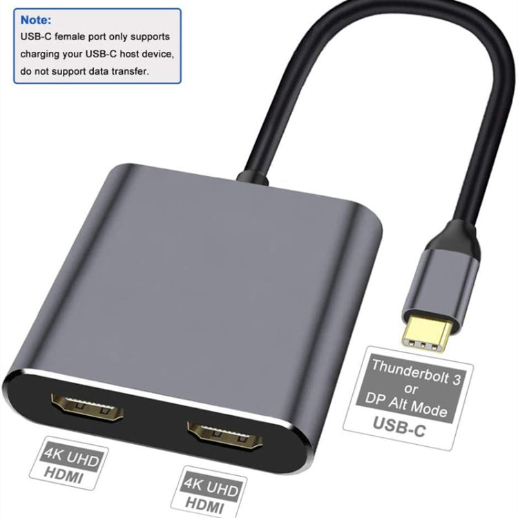 ZS-SGSHDMI USB-C / Type-C to Dual HDMI Adapter - Cable & Adapters by PMC Jewellery | Online Shopping South Africa | PMC Jewellery | Buy Now Pay Later Mobicred