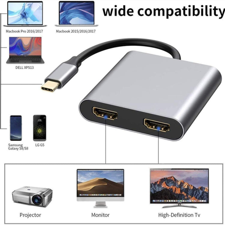 ZS-SGSHDMI USB-C / Type-C to Dual HDMI Adapter - Cable & Adapters by PMC Jewellery | Online Shopping South Africa | PMC Jewellery | Buy Now Pay Later Mobicred