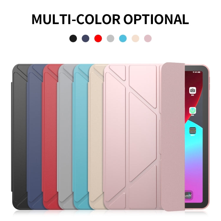 For iPad Air 2024 / Air 2022 10.9 Multi-folding Matte Surface Leather Smart Tablet Case(Rose Gold) - iPad Air (2022) / (2020) 10.9 Cases by PMC Jewellery | Online Shopping South Africa | PMC Jewellery | Buy Now Pay Later Mobicred