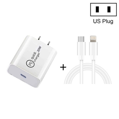 SDC-20W 2 in 1 PD 20W USB-C / Type-C Travel Charger + 3A PD3.0 USB-C / Type-C to 8 Pin Fast Charge Data Cable Set, Cable Length: 2m, US Plug - USB Charger by PMC Jewellery | Online Shopping South Africa | PMC Jewellery | Buy Now Pay Later Mobicred