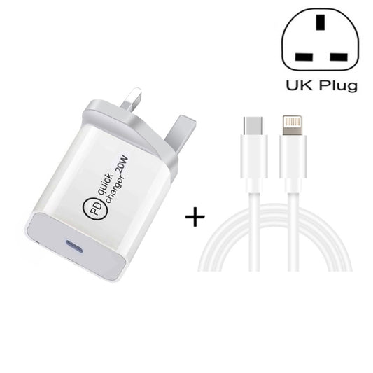 SDC-20W 2 in 1 PD 20W USB-C / Type-C Travel Charger + 3A PD3.0 USB-C / Type-C to 8 Pin Fast Charge Data Cable Set, Cable Length: 2m, UK Plug - USB Charger by PMC Jewellery | Online Shopping South Africa | PMC Jewellery | Buy Now Pay Later Mobicred