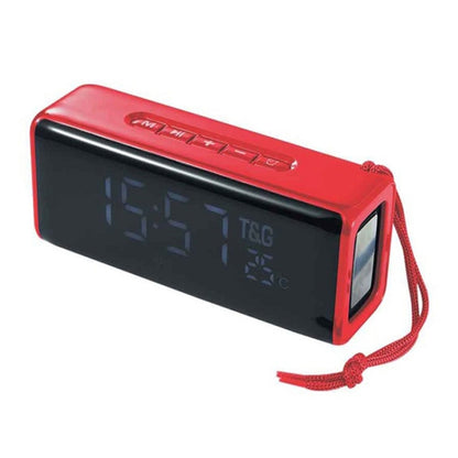 T&G TG174 TWS Mmirror Bluetooth Speaker, Support Alarm Clock / Time & Temperature Display / Micro SD Card / FM / MP3(Red) - Desktop Speaker by T&G | Online Shopping South Africa | PMC Jewellery | Buy Now Pay Later Mobicred