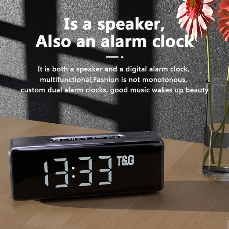 T&G TG174 TWS Mmirror Bluetooth Speaker, Support Alarm Clock / Time & Temperature Display / Micro SD Card / FM / MP3(Green) - Desktop Speaker by T&G | Online Shopping South Africa | PMC Jewellery | Buy Now Pay Later Mobicred