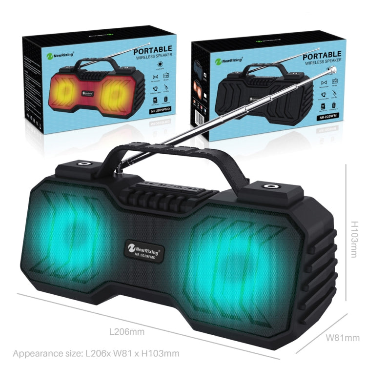 NewRixing NR-2029FMD TWS LED Flashlight Bluetooth Speaker, Support TF Card / FM / 3.5mm AUX / U Disk / Hands-free Calling(Black) - Desktop Speaker by NewRixing | Online Shopping South Africa | PMC Jewellery | Buy Now Pay Later Mobicred