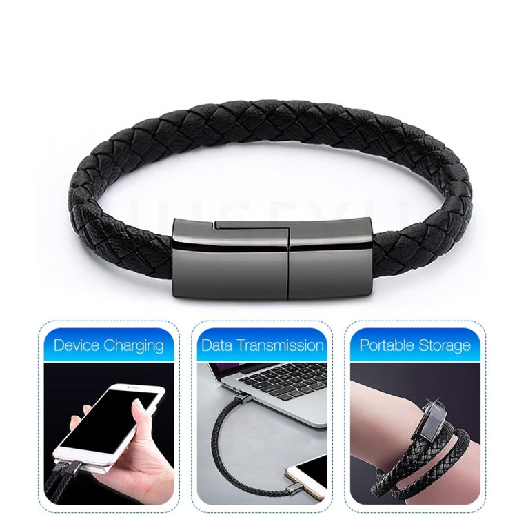 XJ-27 3A USB to USB-C / Type-C Creative Bracelet Data Cable, Cable Length: 22.5cm(Black) - free shipping - PMC TechLife - Order now!