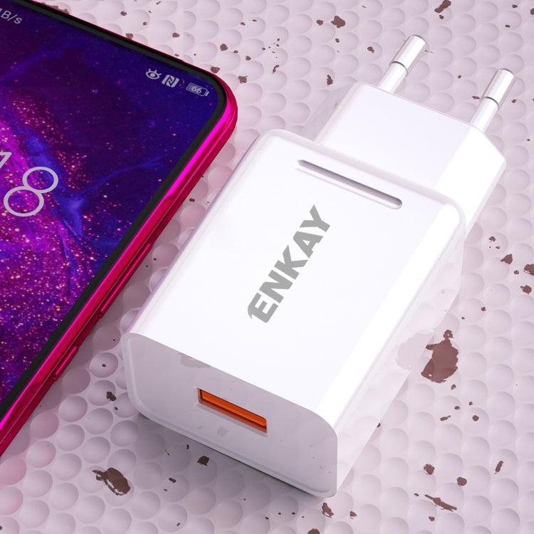 ENKAY Hat-Prince T033 18W USB QC 3.0 Fast Charging Travel Charger Power Adapter, EU Plug - USB Charger by ENKAY | Online Shopping South Africa | PMC Jewellery | Buy Now Pay Later Mobicred