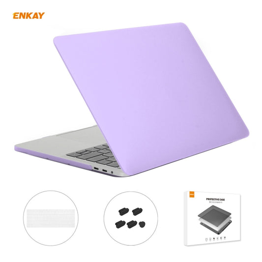 ENKAY 3 in 1 Matte Laptop Protective Case + US Version TPU Keyboard Film + Anti-dust Plugs Set for MacBook Pro 13.3 inch A1706 / A1989 / A2159 (with Touch Bar)(Purple) - MacBook Pro Cases by ENKAY | Online Shopping South Africa | PMC Jewellery | Buy Now Pay Later Mobicred