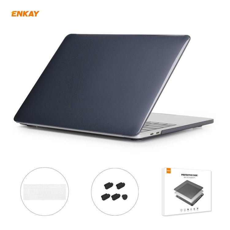 ENKAY 3 in 1 Crystal Laptop Protective Case + EU Version TPU Keyboard Film + Anti-dust Plugs Set for MacBook Pro 13.3 inch A1708 (without Touch Bar)(Black) - MacBook Pro Cases by ENKAY | Online Shopping South Africa | PMC Jewellery | Buy Now Pay Later Mobicred