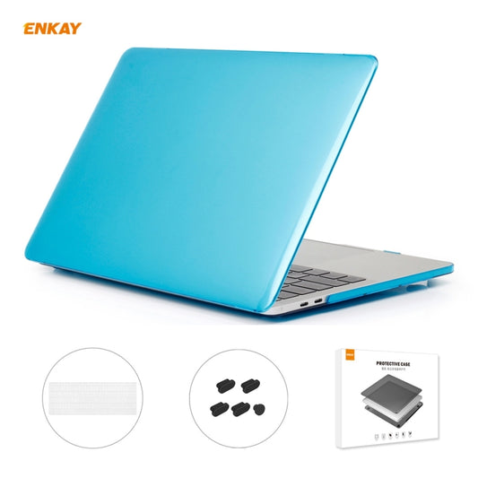 ENKAY 3 in 1 Crystal Laptop Protective Case + US Version TPU Keyboard Film + Anti-dust Plugs Set for MacBook Pro 13.3 inch A1706 / A1989 / A2159 (with Touch Bar)(Light Blue) - MacBook Pro Cases by ENKAY | Online Shopping South Africa | PMC Jewellery | Buy Now Pay Later Mobicred