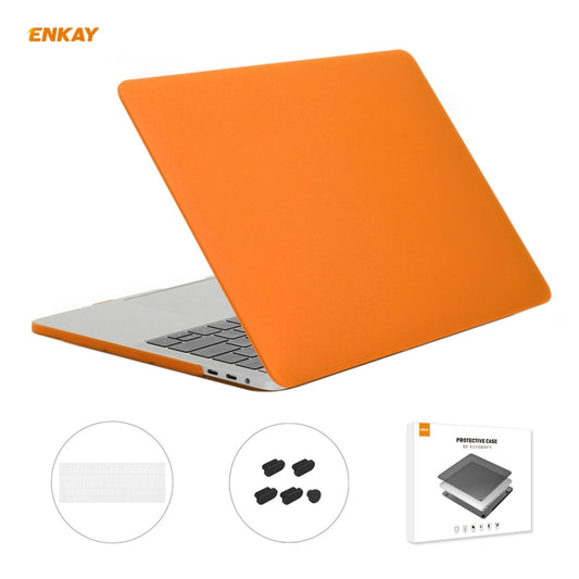 ENKAY 3 in 1 Matte Laptop Protective Case + US Version TPU Keyboard Film + Anti-dust Plugs Set for MacBook Pro 15.4 inch A1707 & A1990 (with Touch Bar)(Orange) - MacBook Pro Cases by ENKAY | Online Shopping South Africa | PMC Jewellery | Buy Now Pay Later Mobicred