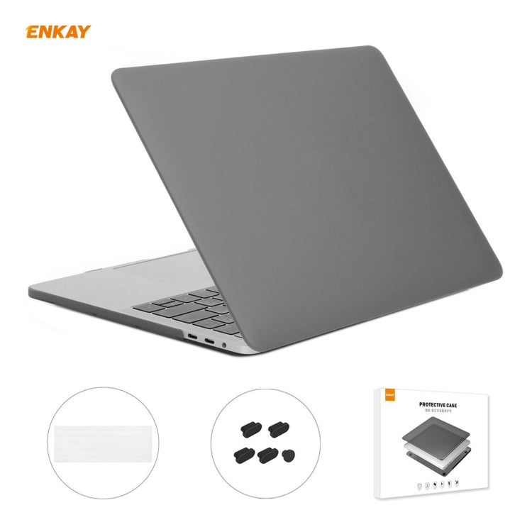 ENKAY 3 in 1 Matte Laptop Protective Case + EU Version TPU Keyboard Film + Anti-dust Plugs Set for MacBook Pro 15.4 inch A1707 & A1990 (with Touch Bar)(Grey) - MacBook Pro Cases by ENKAY | Online Shopping South Africa | PMC Jewellery | Buy Now Pay Later Mobicred