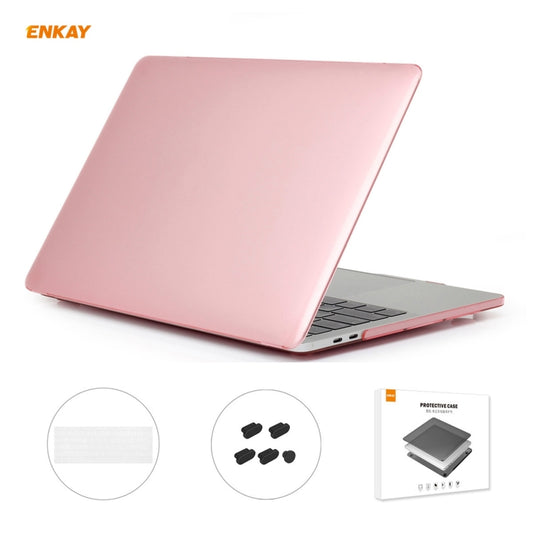 ENKAY 3 in 1  Crystal Laptop Protective Case + EU Version TPU Keyboard Film + Anti-dust Plugs Set for MacBook Pro 15.4 inch A1707 & A1990 (with Touch Bar)(Pink) - MacBook Pro Cases by ENKAY | Online Shopping South Africa | PMC Jewellery | Buy Now Pay Later Mobicred