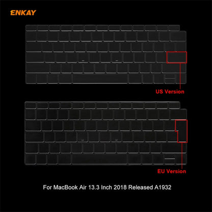 For MacBook Air 13.3 inch A1932 2018 ENKAY 3 in 1 Crystal Laptop Protective Case and EU Version TPU Keyboard Film and Anti-dust Plugs Set(Black) - MacBook Air Cases by ENKAY | Online Shopping South Africa | PMC Jewellery | Buy Now Pay Later Mobicred