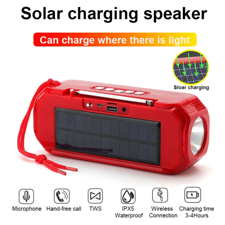 T&G TG280 Solar Power Charging Bluetooth Speakers with Flashlight, Support TF Card / FM / 3.5mm AUX / U Disk / Hands-free Call(Peacock Blue) - Desktop Speaker by T&G | Online Shopping South Africa | PMC Jewellery | Buy Now Pay Later Mobicred