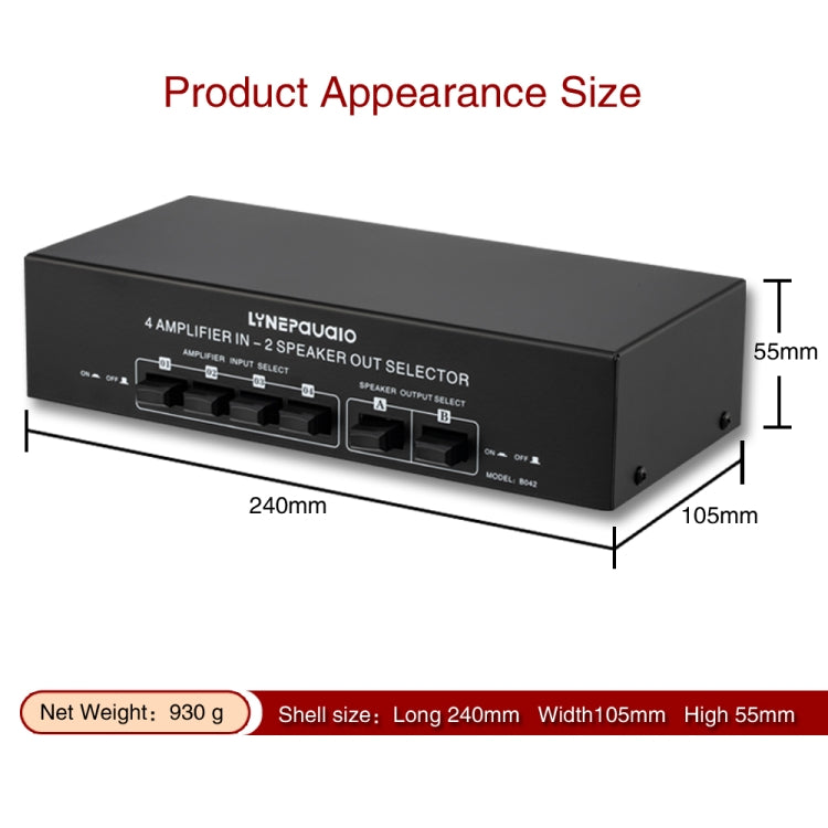 B042 4-in 2-out Power Amplifier Sound Switcher Loudspeaker Switch Distributor, 300W Per Channel Lossless Sound Quality -  by PMC Jewellery | Online Shopping South Africa | PMC Jewellery | Buy Now Pay Later Mobicred