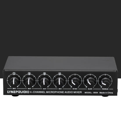 B054 4-Channel Microphone Mixer Support Stereo Output With Reverb Treble And Bass Adjustment, USB 5V Power Supply, US Plug -  by PMC Jewellery | Online Shopping South Africa | PMC Jewellery