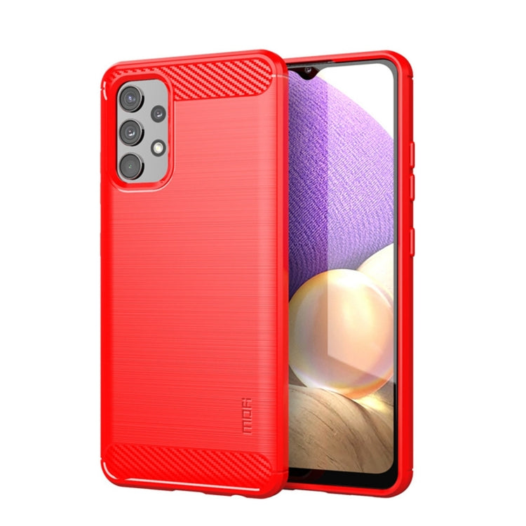 For Samsung Galaxy A32 4G(US Version) MOFI Gentleness Series Brushed Texture Carbon Fiber Soft TPU Case(Red) - Galaxy Phone Cases by MOFI | Online Shopping South Africa | PMC TechLife | Buy Now Pay Later Mobicred