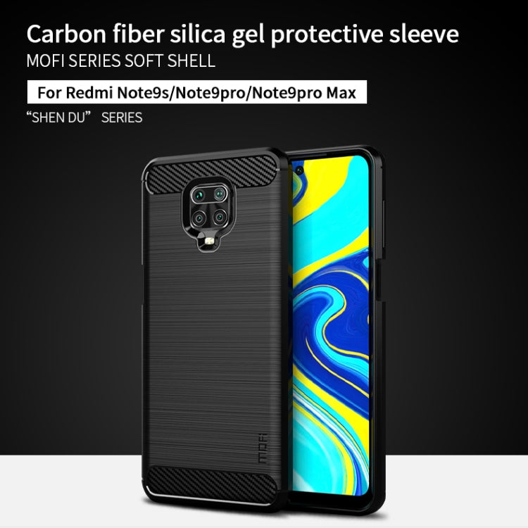 For Xiaomi Redmi Note 9s / Note 9 Pro / Note 9 Pro Max / Foco M2 Pro MOFI Gentleness Series Brushed Texture Carbon Fiber Soft TPU Case(Blue) - Xiaomi Cases by MOFI | Online Shopping South Africa | PMC TechLife | Buy Now Pay Later Mobicred