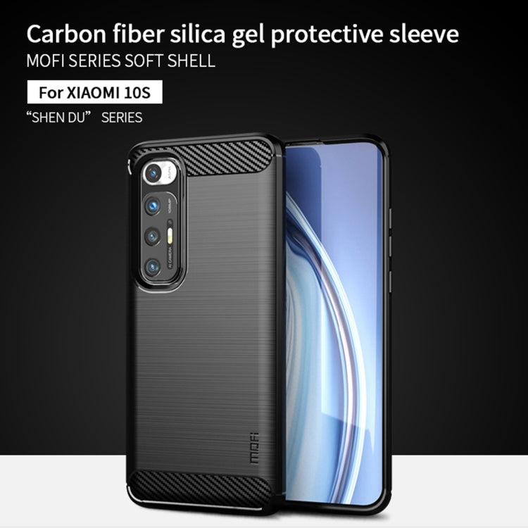 For Xiaomi Mi 10S MOFI Gentleness Series Brushed Texture Carbon Fiber Soft TPU Case(Black) - Xiaomi Cases by MOFI | Online Shopping South Africa | PMC TechLife | Buy Now Pay Later Mobicred