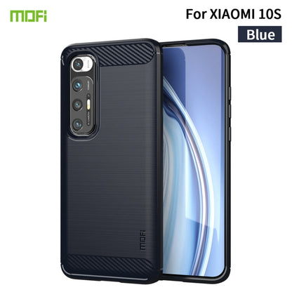 For Xiaomi Mi 10S MOFI Gentleness Series Brushed Texture Carbon Fiber Soft TPU Case(Blue) - Xiaomi Cases by MOFI | Online Shopping South Africa | PMC Jewellery | Buy Now Pay Later Mobicred