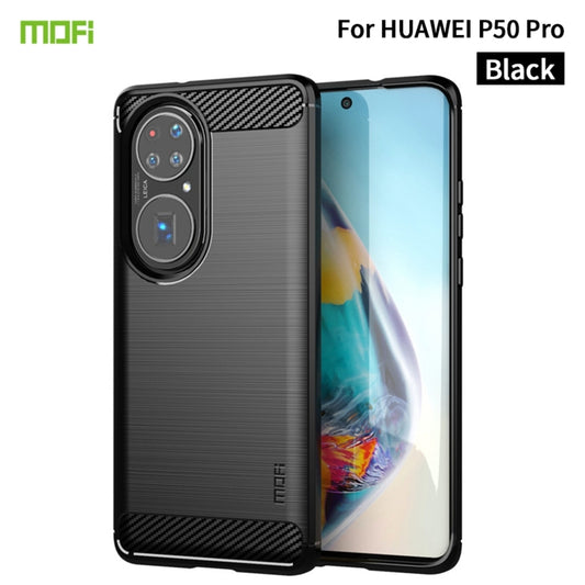 For Huawei P50 Pro MOFI Gentleness Series Brushed Texture Carbon Fiber Soft TPU Case(Black) - Huawei Cases by MOFI | Online Shopping South Africa | PMC Jewellery | Buy Now Pay Later Mobicred