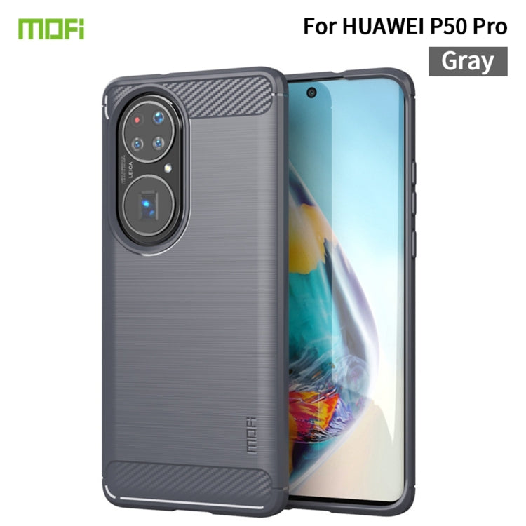 For Huawei P50 Pro MOFI Gentleness Series Brushed Texture Carbon Fiber Soft TPU Case(Gray) - Huawei Cases by MOFI | Online Shopping South Africa | PMC Jewellery