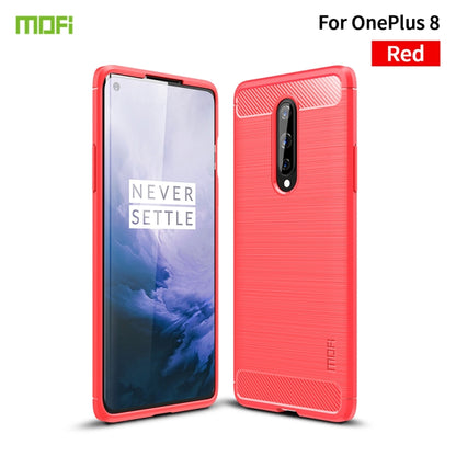 For OnePlus 8 MOFI Gentleness Series Brushed Texture Carbon Fiber Soft TPU Case(Red) - OnePlus Cases by MOFI | Online Shopping South Africa | PMC Jewellery