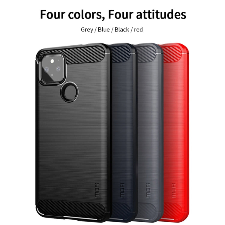 For Google Pixel 5a 5G MOFI Gentleness Series Brushed Texture Carbon Fiber Soft TPU Case(Grey) - Google Cases by MOFI | Online Shopping South Africa | PMC Jewellery