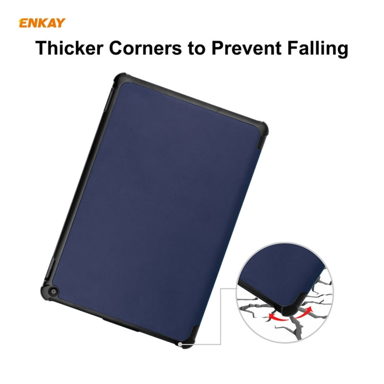 ENKAY PU Leather + Plastic Smart Case with Three-folding Holder for Amazon Fire HD 10 / 10 Plus (2021)(Dark Blue) - free shipping - PMC TechLife - Order now!
