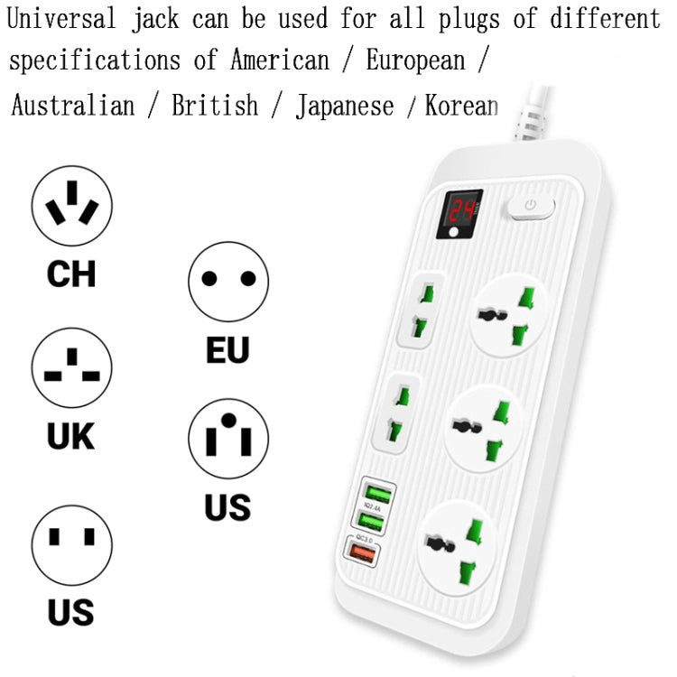 T17 3000W High-power 24-hour Smart Timing Socket QC3.0 USB Fast Charging Power Strip Socket , Cable Length: 2m, US Plug(White) - Extension Socket by PMC Jewellery | Online Shopping South Africa | PMC Jewellery | Buy Now Pay Later Mobicred