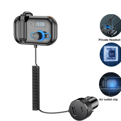 T2 FM Transmitter Hands-free Headphone Kit Headphone MP3 Player Private Call USB PD Quick Charge Audio Receiver - Bluetooth Car Kits by PMC Jewellery | Online Shopping South Africa | PMC Jewellery | Buy Now Pay Later Mobicred