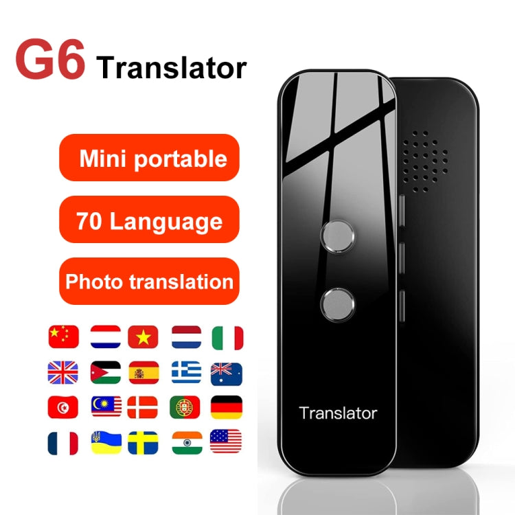 G6 Portable Instant Real Time Voice Translator Multi Language Voice Personal Travel Assistant Translator(Black) -  by PMC Jewellery | Online Shopping South Africa | PMC Jewellery | Buy Now Pay Later Mobicred