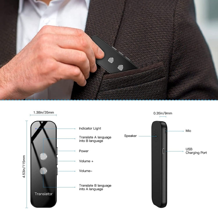 G6 Portable Instant Real Time Voice Translator Multi Language Voice Personal Travel Assistant Translator(Gray) -  by PMC TechLife | Online Shopping South Africa | PMC TechLife
