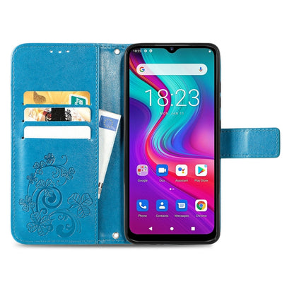 For  Doogee X96 Pro Four-leaf Clasp Embossed Buckle Mobile Phone Protection Leather Case with Lanyard & Card Slot & Wallet & Bracket Function(Blue) - More Brand by PMC Jewellery | Online Shopping South Africa | PMC Jewellery | Buy Now Pay Later Mobicred