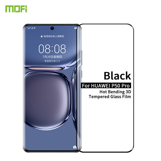 For Huawei P50 Pro MOFI 9H 3D Explosion Proof Thermal Bending Full Screen Covered Tempered Glass Film(Black) - Huawei Tempered Glass by MOFI | Online Shopping South Africa | PMC Jewellery | Buy Now Pay Later Mobicred