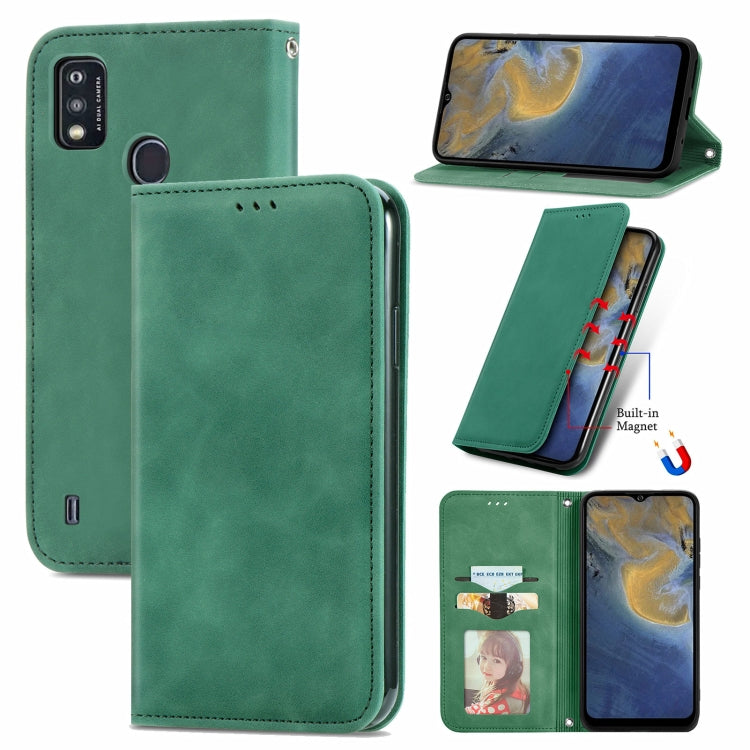 For ZTE A51 Retro Skin Feel Business Magnetic Horizontal Flip Leather Case with Holder & Card Slots & Wallet & Photo Frame(Green) - ZTE Cases by PMC Jewellery | Online Shopping South Africa | PMC Jewellery | Buy Now Pay Later Mobicred