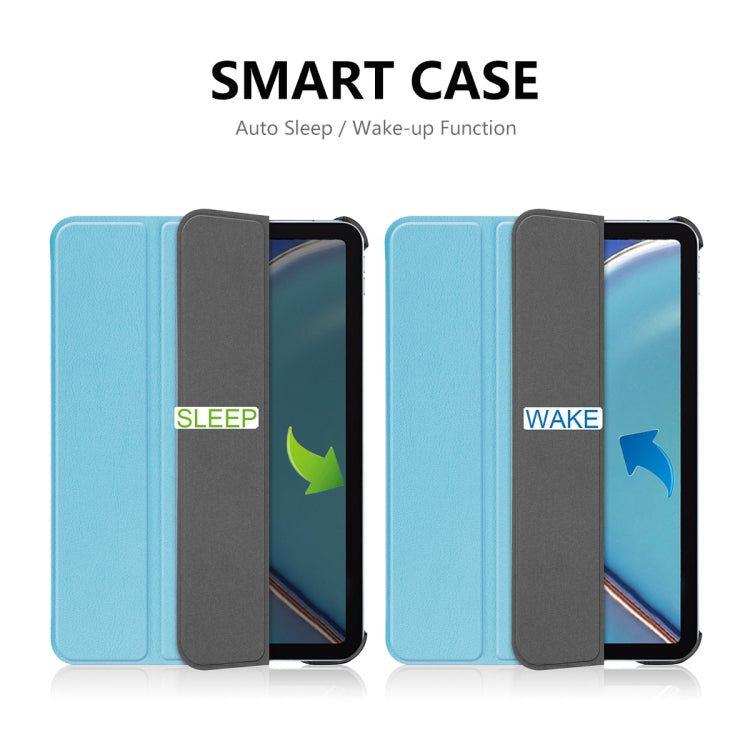 For iPad mini 2024 / mini 6 ENKAY Custer Texture Horizontal Flip PU+PC Leather Tablet Case with Three-folding Holder & Sleep / Wake-up Function(Light Blue) - free shipping - PMc TechLife - Order now!