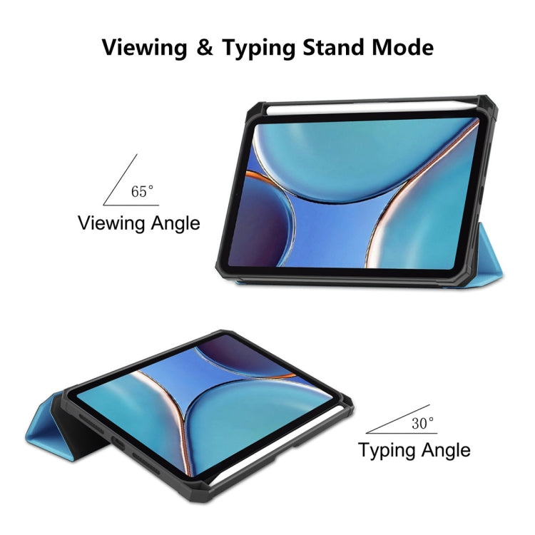 For iPad mini 2024 / mini 6 ENKAY Custer Texture Horizontal Flip PU+TPU Leather Tablet Case with Three-folding Holder & Sleep / Wake-up Function & Pen Holder(Black) - free shipping - PMc TechLife - Order now!