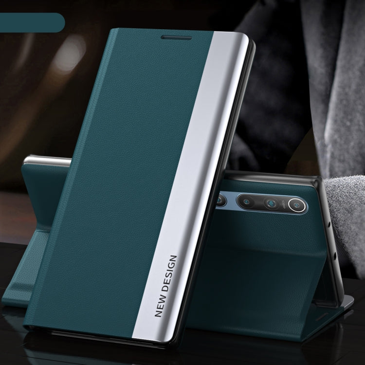 For Xiaomi Mi 10 / Mi 10 Pro Side Electroplated Magnetic Ultra-Thin Horizontal Flip Leather Case with Holder(Green) - Xiaomi Cases by PMC Jewellery | Online Shopping South Africa | PMC Jewellery