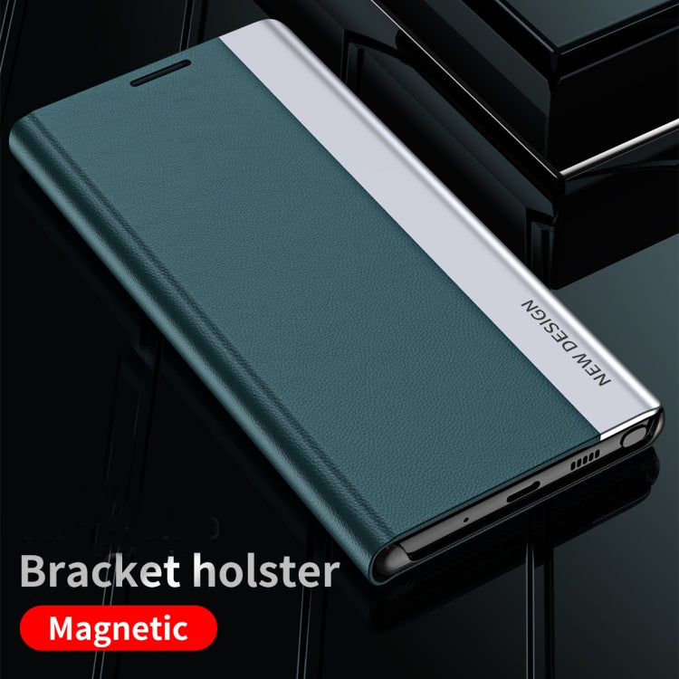 For Xiaomi Mi 10 / Mi 10 Pro Side Electroplated Magnetic Ultra-Thin Horizontal Flip Leather Case with Holder(Green) - Xiaomi Cases by PMC Jewellery | Online Shopping South Africa | PMC Jewellery