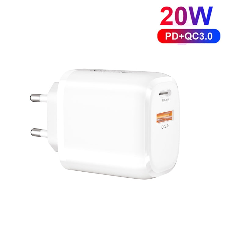 CS-20W Mini Portable PD3.0 + QC3.0 Dual Ports Fast Charger(EU Plug) - USB Charger by PMC Jewellery | Online Shopping South Africa | PMC Jewellery | Buy Now Pay Later Mobicred