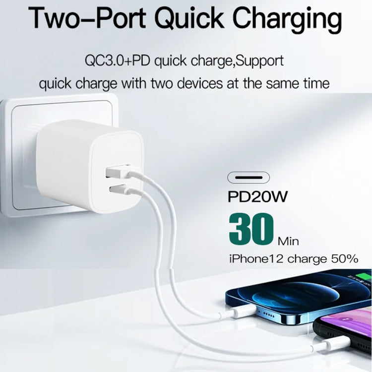 CS-20W Mini Portable PD3.0 + QC3.0 Dual Ports Fast Charger(US Plug) - USB Charger by PMC Jewellery | Online Shopping South Africa | PMC Jewellery | Buy Now Pay Later Mobicred